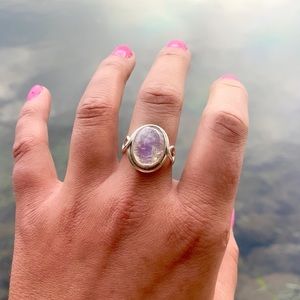 Sterling Silver Rainbow Moonstone Statement Ring